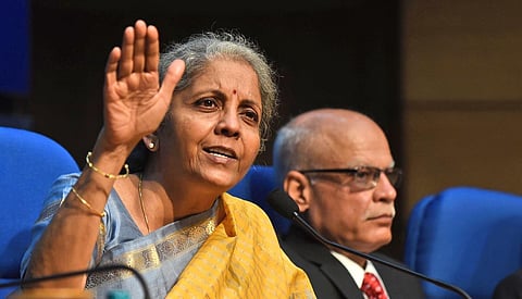 Union Finance Minister Nirmala Sitharaman speaks during the post-budget press conference, at National Media Centre in New Delhi. (Photo | Parveen Negi, EPS)