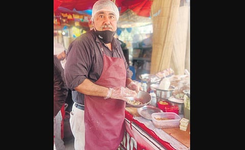 Sanjay Bhatia at his Hygiene Chaat Corner in Tilak Nagar.