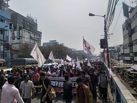 CPI(M) march to West Bengal secretariat. (Photo | Twitter/CPI(M) West Bengal)