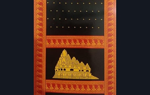 A silk saree bearing the motif of Khajuraho temple. (Photo | Special arrangement)