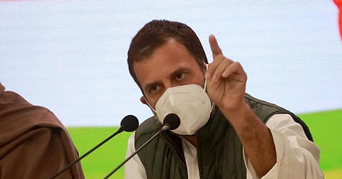 Rahul Gandhi addresses a press conference. (Photo | Shekhar Yadav, EPS)