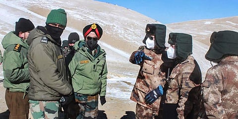 Indian and Chinese troops and tanks disengaging from the banks of Pangong lake area in Eastern Ladakh Thursday Feb. 11 2021.