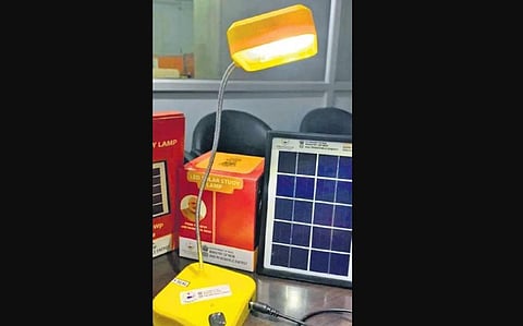 Solar-powered LED lamps which will be sold to students in LWE-affected areas.