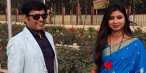 Dr Ranjit Kumar Singh with his wife at the park.