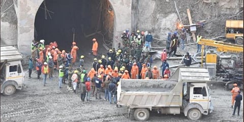The drilling a hole of 1 ft diameter on the ground of the tunnel has failed. (Photo | EPS)