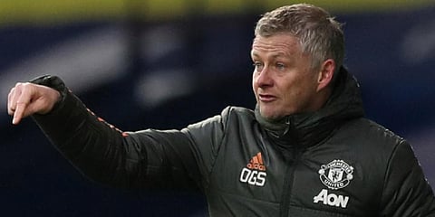 Manchester United manager Ole Gunnar Solskjaer gives instructions from the sideline during the EPL match against West Bromwich Albion at the Hawthorns stadium. (Photo | AP)