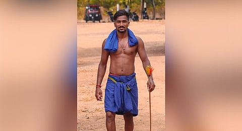 Vishwanath Devadiga before a race