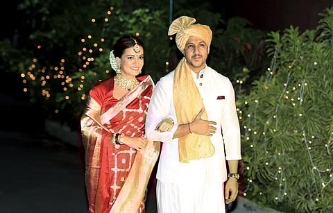 Actress Dia Mirza and Vaibhav Rekhi during their wedding in Mumbai. (Photo | PTI)