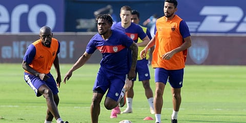 NorthEast United will want to crawl back into top four comforts with a win against Chennaiyin (Photo | ISL Media)