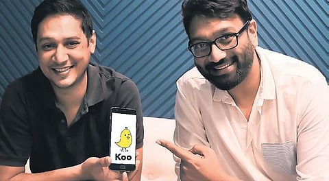 Koo co-founder Mayank Bidawatka (left) with CEO & co-founder Aprameya Radhakrishna