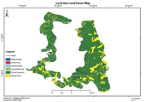 Land use land cover map of the eco sensitive zone of Silent Valley National Park prepared by Equator Geo, a remote sensing start up