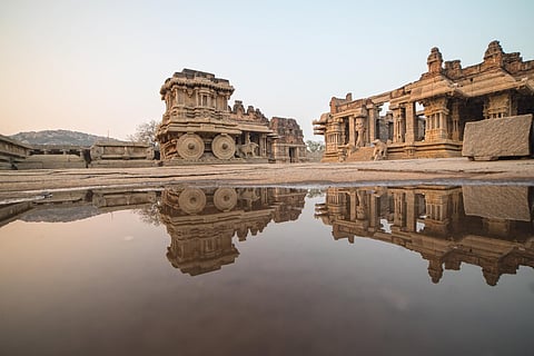 A mirror image of Hampi's major attraction -- the stone chariot (Photo | Shivashankar Bangar)