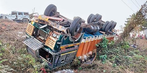 The ill-fated cattle-laden truck. (Photo | EPS)