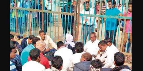 The agitators, who locked the main gate of construction firm L&T said they were promised jobs at the plant’s construction site.