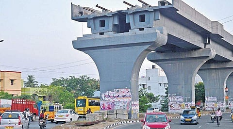 The 500-metre stretch of the second phase of MRTS has been affected by delays. (File photo| EPS)