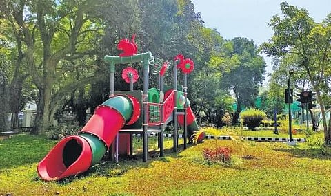 Construction work progressing at a snail’s pace at the Priyadarshini Children’s Park | A Sanesh