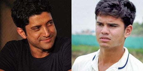 Actor-filmmaker Farhan Akhtar (L) and Sachin Tendulkar's son Arjun Tendulkar (R) (Photo | File, PTI)