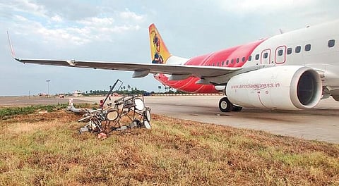 The Air India flight that accidentally hit an electrical pole during landing  at the Gannavaram Airport on Saturday