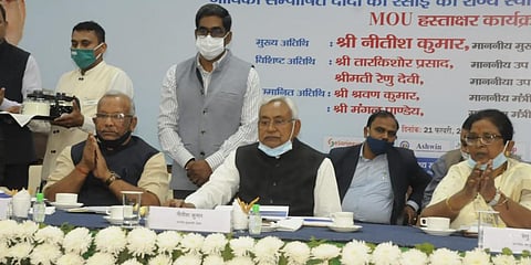 Bihar CM Nitish Kumar at the inaugration of E-Sanjeevani services. (Photo| Ranjit K Dey, EPS)