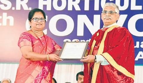 Department of Agriculture Research and Education secretary Dr Trilochan Mohapatra  at the fourth convocation of YSR Horticulture University at Venkataramannagudem in West Godavari district.