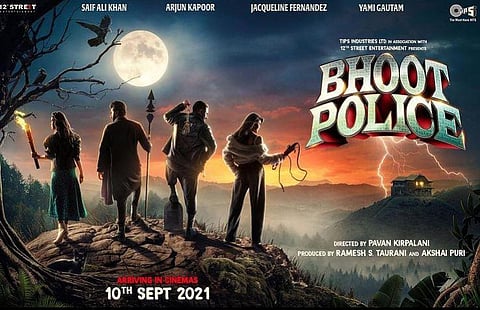 The newly released poster of upcoming horror-comedy film 'Bhoot Police' (Photo | Jacqueline Fernandez, Instagram)