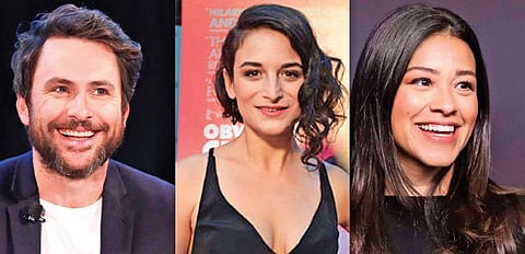 (From L to R) Actors Charlie Day, Jenny Slate, Gina Rodriguez