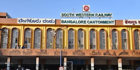 Bangalore Cantonment railway station. The proposed terminal will extend from one end of the station. (Photo | Express)