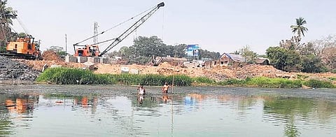 Renovation work underway on the river bank