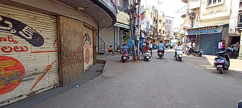Shops were closed as part of Bharat Bandh against new GST norms and hike in fuel prices in Hyderabad on Friday. (Photo | R V K Rao, EPS)