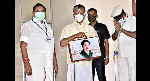 Chief Minister Edappadi K Palaniswami and Deputy Chief Minister O Panneerselvam arrive at the Assembly to present the Budget in Chennai. (Photo | P Jawahar, EPS)