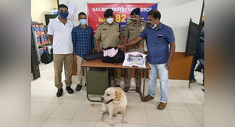 Explosives seized from Chennai - Mangalore super fast express train at Kozhikode railway station. (Photo | Manu R Mavelil, EPS)
