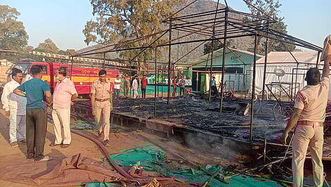 An inquiry is on after the tents burnt into ashes at Satkosia Eco Retreat. (Photo | Express)