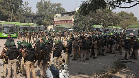 Enhanced security at Singhu Border during farmers ongoing protest against the new farm laws in New Delhi. (Photo | Shekhar Yadav, EPS)