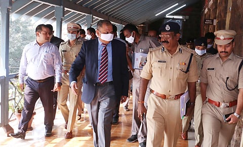 State Election Commissioner Nimmagadda Ramesh Kumar speaking to media persons in Visakhapatnam on Tuesday. (Photo | EPS/G Satyanarayana)