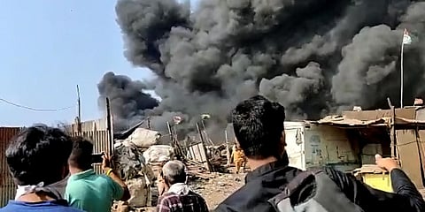 A fire broke out at a godown in the Mankhurd area of Mumbai. (Photo| ANI)