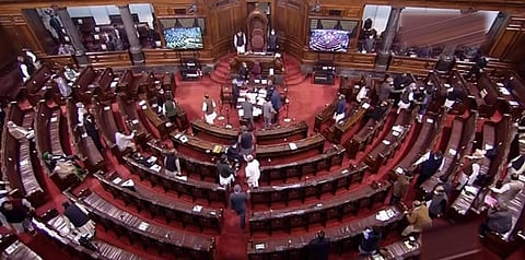 MPs at Rajya Sabha during the ongoing Budget Session of Parliament in New Delhi. (YouTube Screengrab)