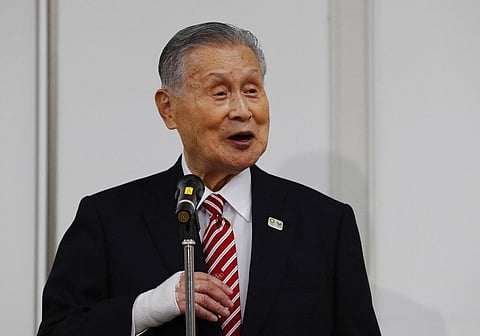 Yoshiro Mori, the president of the Tokyo Olympic organizing committee, speaks at a news conference in Tokyo. (Photo | AP)