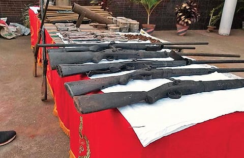 The seized arms and ammunition