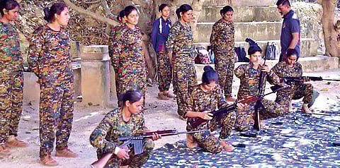 The first batch of women commandos undergoes training for Garuda, Karnataka’s anti-terror force. (Photo | EPS)