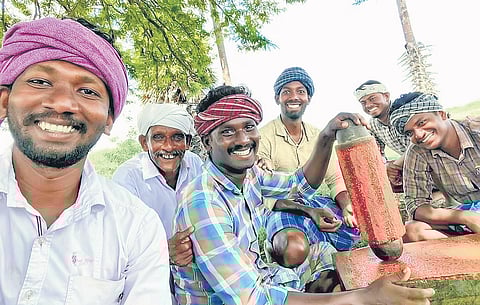 Members of Village Cooking Channel at Chinna Veeramangalam in Pudukkottai. (Photo | EPS)