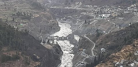 Damaged dam of the Rishi Ganga Power Project after a glacier broke off in Joshimath in Uttarakhand s Chamoli district causing a massive flood. (Photo | Shekhar Yadav/EPS)
