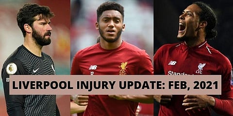 While City has conceded just two goals in 13 league games, Liverpool's issues in defence continue as it struggles to overcome the likely season-long absence of Virgil van Dijk and Joe Gomez. Here is everything you need to know about missing Liverpool players and their recovery progress. (Photos | AP, AFP)