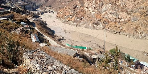 Flash flood after a glacier broke off in Joshimath causing a massive flood in the Dhauli Ganga river in Chamoli district of Uttarakhand. (Photo | PTI)