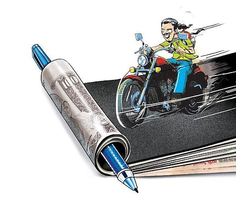 Now, a fine of Rs 500 is being imposed on helmetless pillion riders, said a senior motor vehicle inspector. (Express Illustrations)