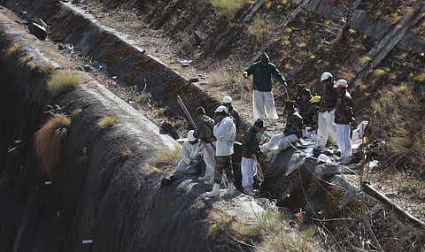 Rescue operations underway near the damaged Dhauliganga hydro power projectat Raini village in Uttarakhand. (Photo | Shekhar Yadav, EPS)