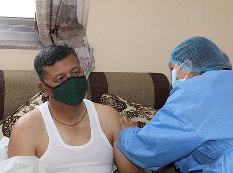 Nepal Army chief takes Covishield jab. (Photo| ANI)