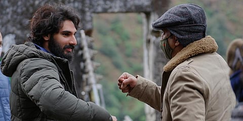 Ahan Shetty on the sets of his debut project 'Tadap'. (Photo| Twitter/ @taran_adarsh)