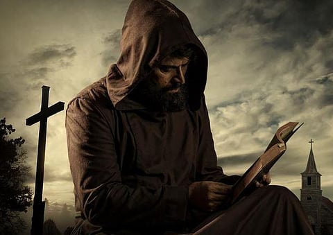 Mammootty in the film poster of 'The Priest'