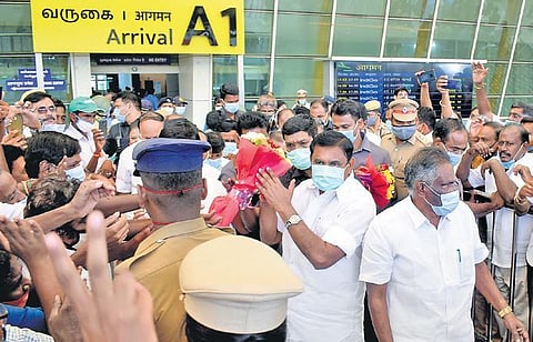 CM Edappadi K Palaniswami arriving at Coimbatore airport on Friday | Express