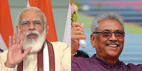 PM Narendra Modi (L) and Sri Lankan president Gotabaya Rajapaksa (File photo| PTI and AP)